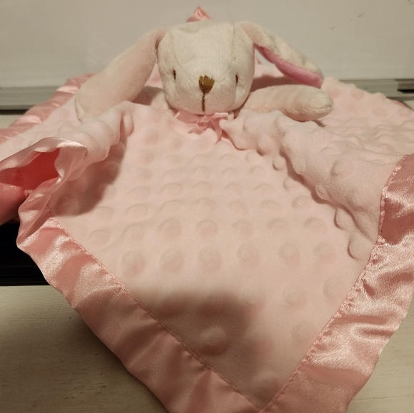 Pro Gleem pink bunny minky satin border lovey security blanket. - Picture 3 of 5
